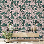 Modish Green Leaves Pattern Wallpaper Tasteful