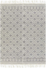 Glastonbury Gray&White Trellis Wool&Cotton Area Rug - Clearance