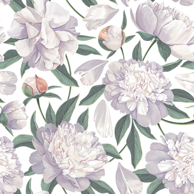Stylish Modern Gentle Peonies Wallpaper