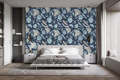 Contemporary Feather's Flowers Wallpaper Smart