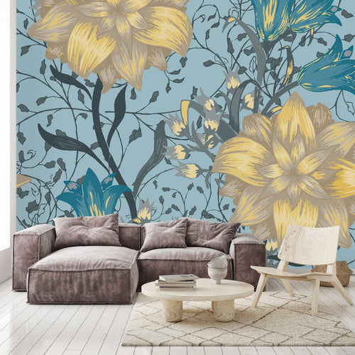 Blue Floral Wallpaper