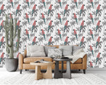Parrots on Palms Wallpaper