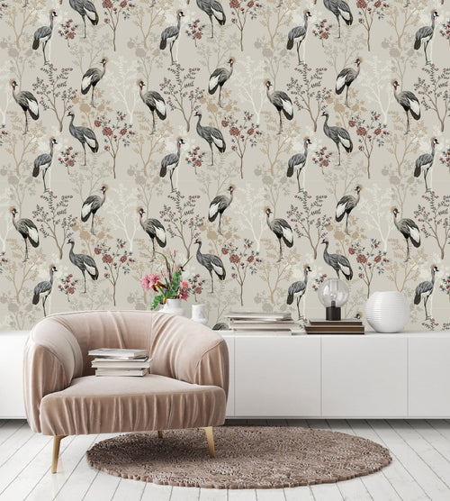 Birds on Beige Wallpaper