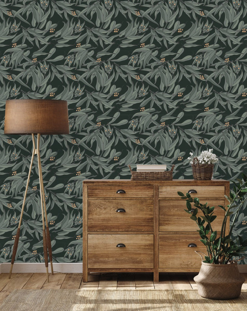 Dark Wallpaper with Buds on Trees