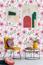 Garden Pink Flowers Watercolor Wallpaper