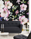 Contemporary Dark Wallpaper with Gentle Flowers