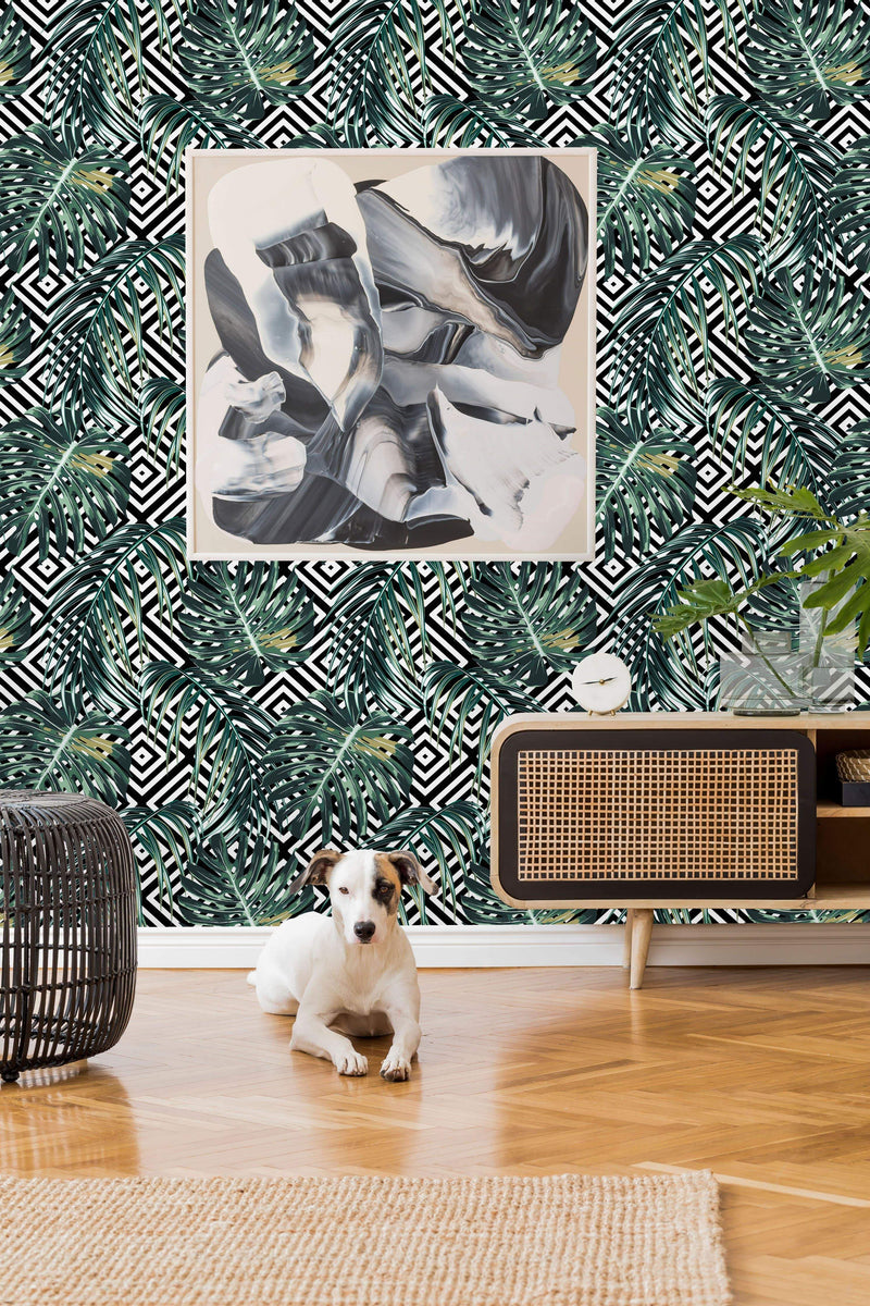 Geometric Palm Pattern Wallpaper