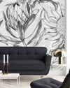 White Wallpaper with Black Contours
