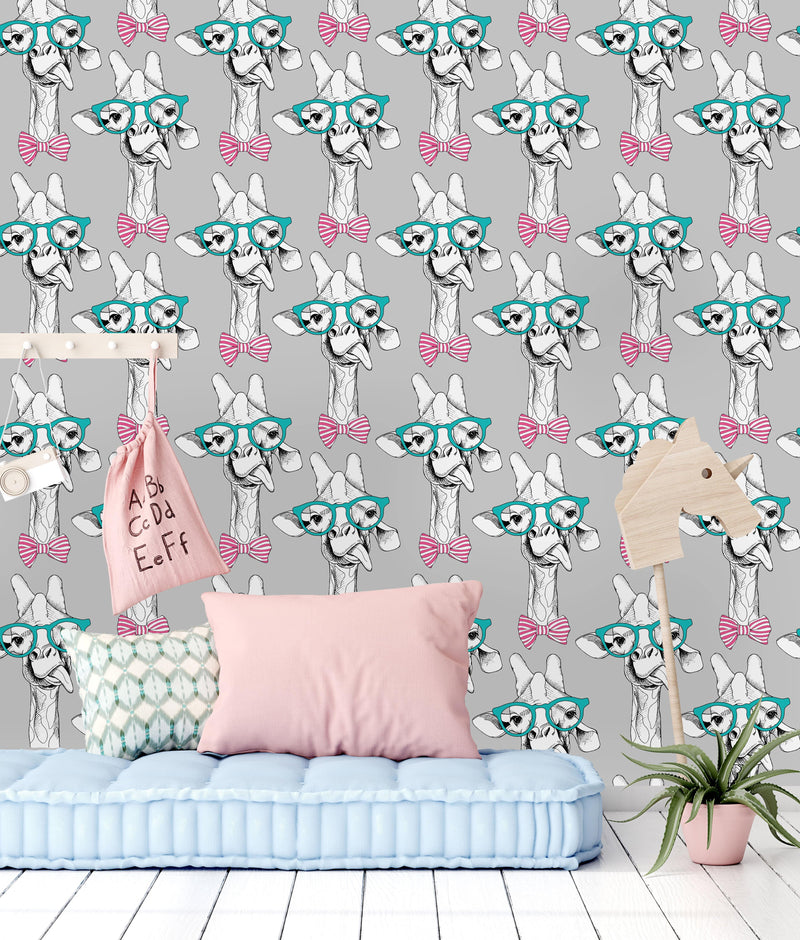 Giraffes in Glasses Wallpaper