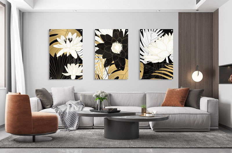 Floral Pattern Set of 3 Prints Modern Wall Art Modern Artwork