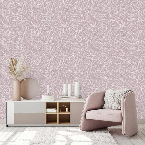 Contemporary Leaves Pattern Wallpaper Chic