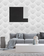 Gray Scalloped Dots Wallpaper