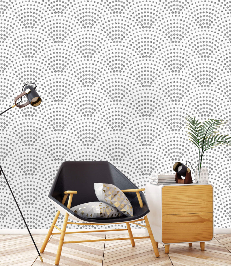 Gray Scalloped Dots Wallpaper