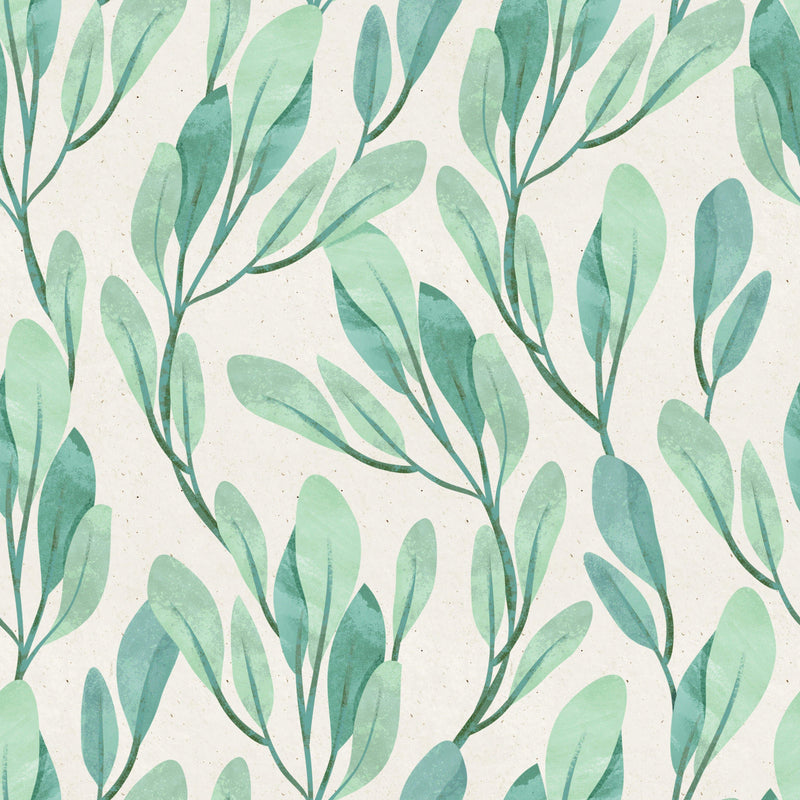 Green Leaves Watercolor Style Wallpaper