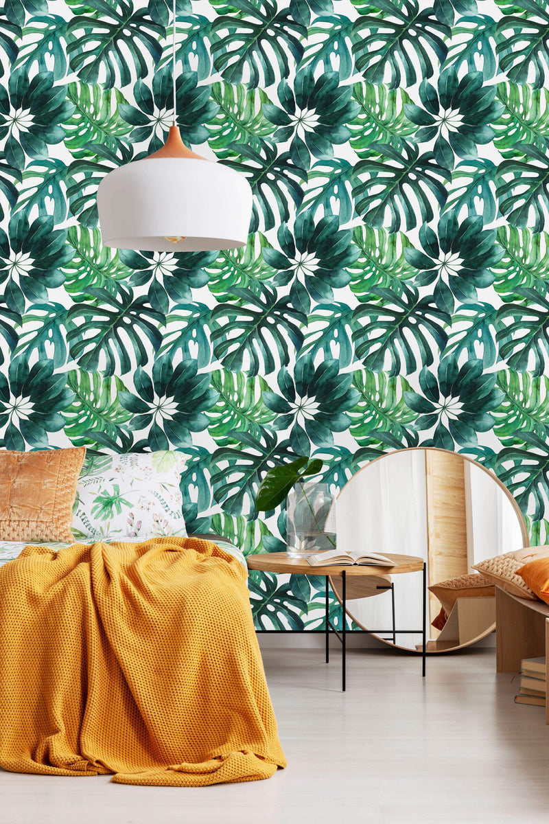 Stylish Green Palm Leaves Wallpaper Tasteful