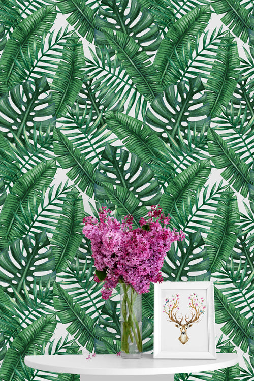 Green Tropical Leaves Wallpaper
