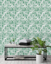 Contemporary Green Watercolor Leaves Wallpaper Tasteful