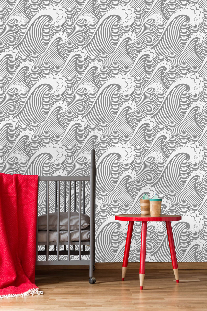 Grey Cute Waves Wallpaper