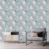 Grey Wallpaper with Pink Peonies