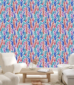 Contemporary Multicolored Leaves Wallpaper Vogue