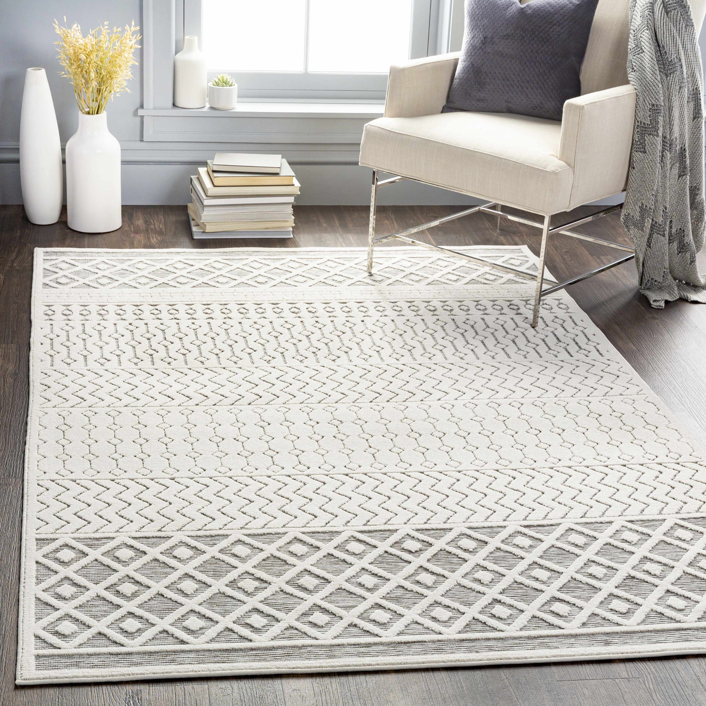 Asquith Embossed Neutral Area Rug - Clearance –