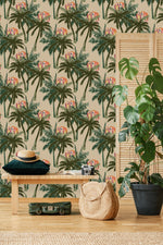 Parrots on Palms Wallpaper