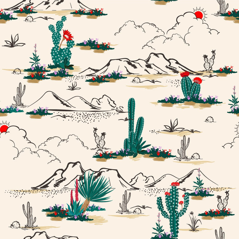 Cactus with Mountains Wallpaper
