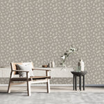 Grey Wallpaper with Olive Leaves