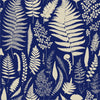 Dark Blue Wallpaper with Fern Leaves