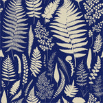 Dark Blue Wallpaper with Fern Leaves