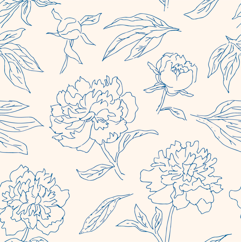 Stylish Blue Peonies Wallpaper