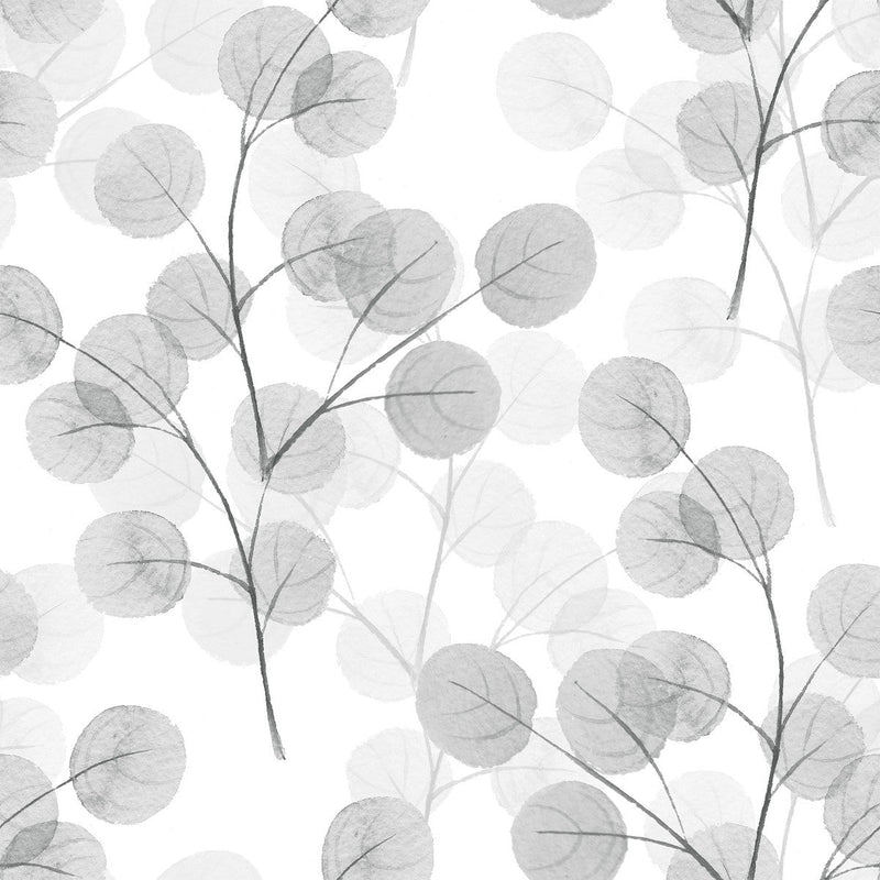 Voguish Grey Leaves Wallpaper Fashionable