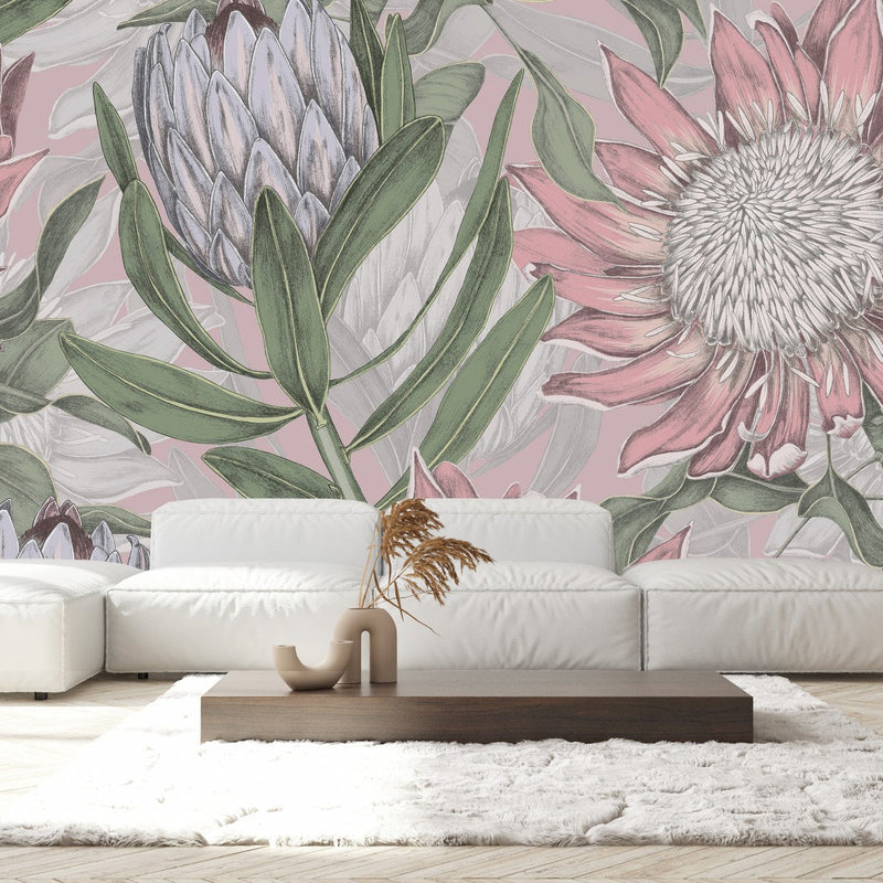 Contemporary Exotic Flowers Wallpaper Tasteful Quality