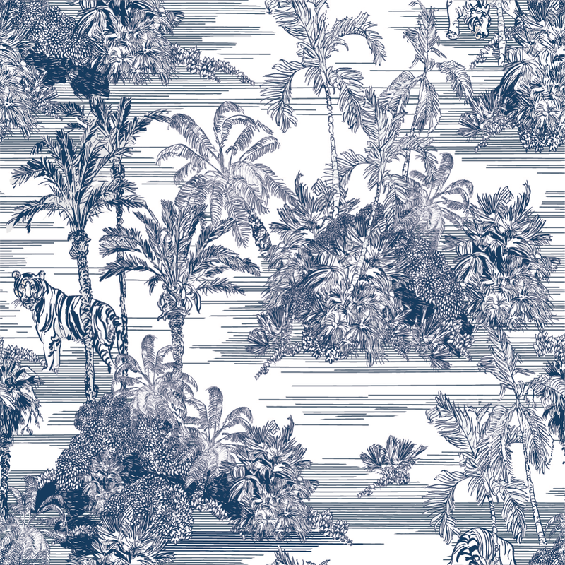 Tigers and Palms Pattern Wallpaper