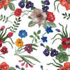 White Wallpaper with Multicolored Flowers