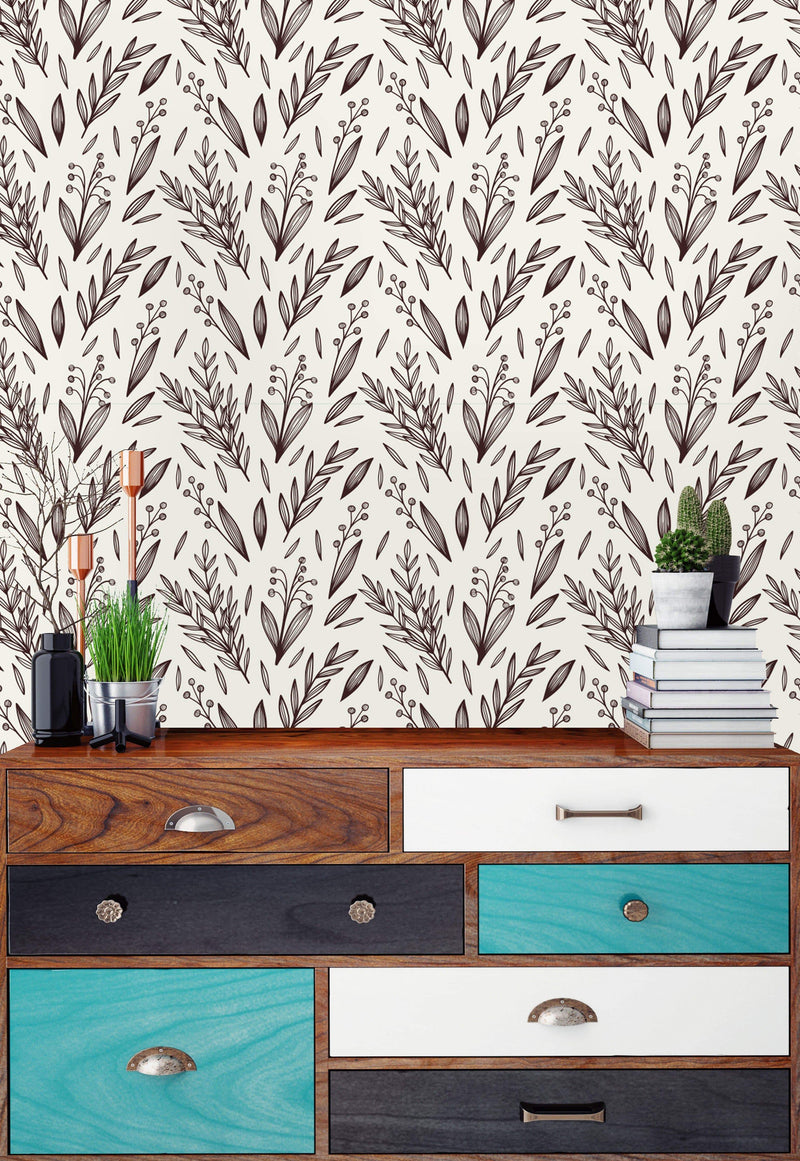Hand Drawn Branches Wallpaper