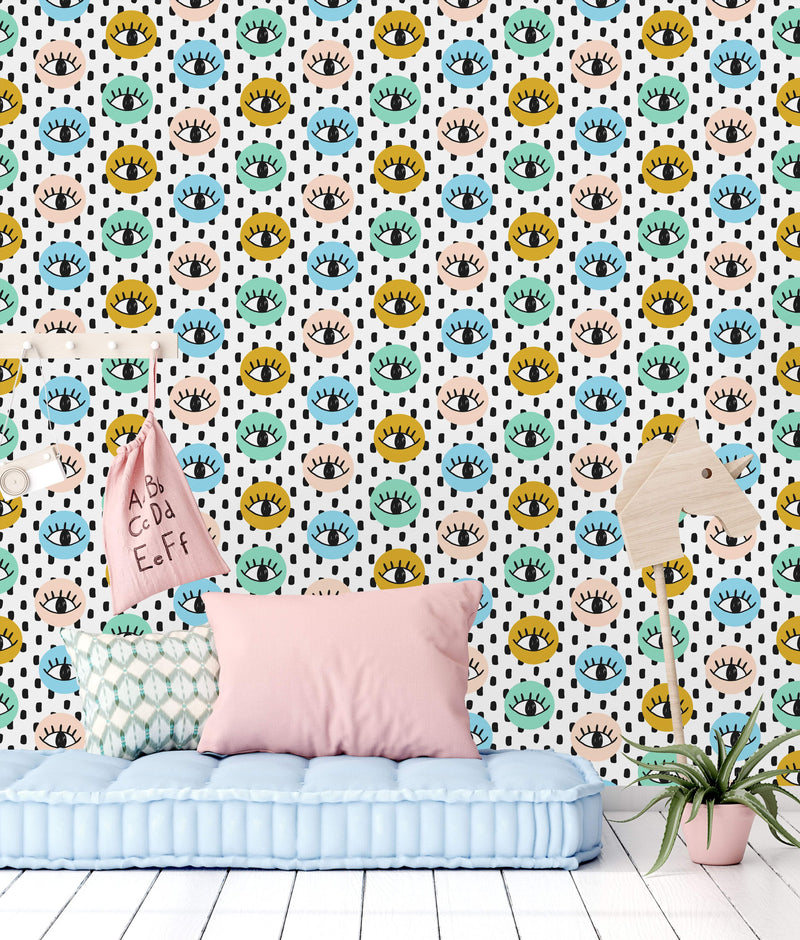 Hand Drawn Eye Doodles in Circles Wallpaper