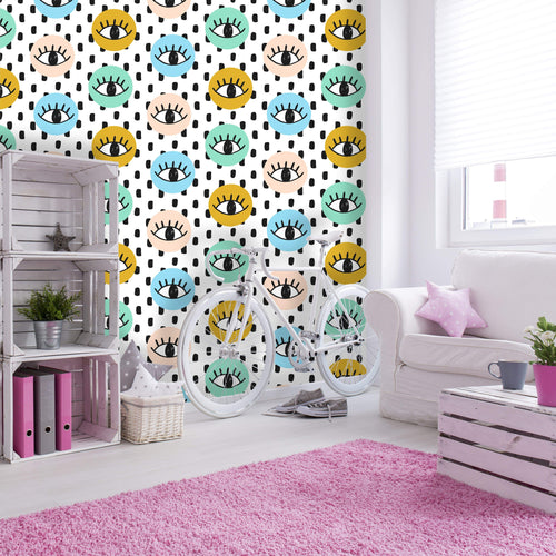 Hand Drawn Eye Doodles in Circles Wallpaper