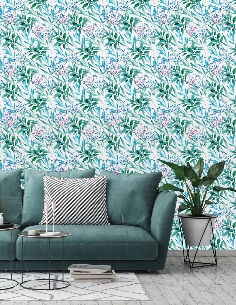 Hand Drawn Green Twigs Wallpaper
