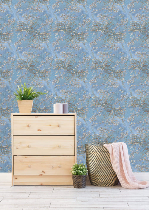 Hand Painted Blooming Trees Wallpaper