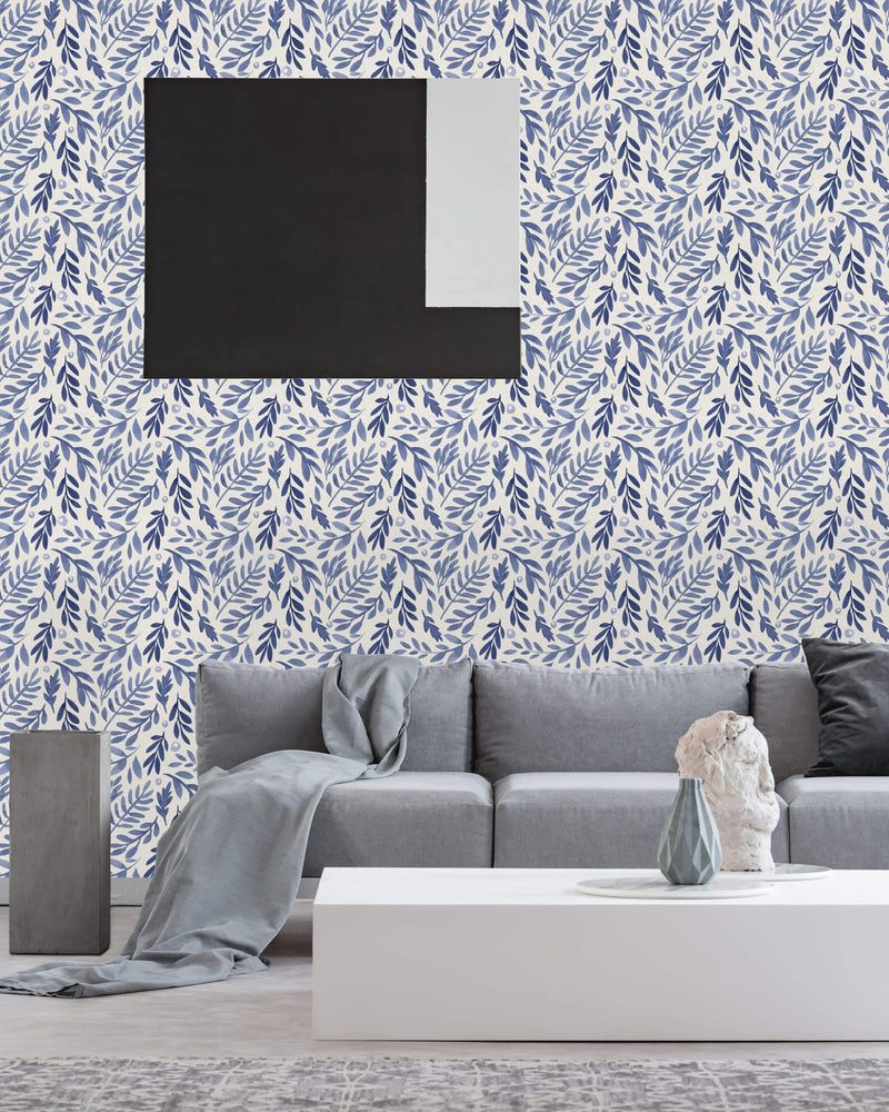 Hand Painted Leaves Wallpaper