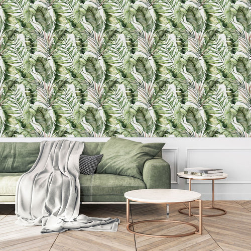 Fashionable Green Palm Leaves Wallpaper Fashionable