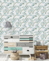 Modish Leaves on White Wallpaper Select