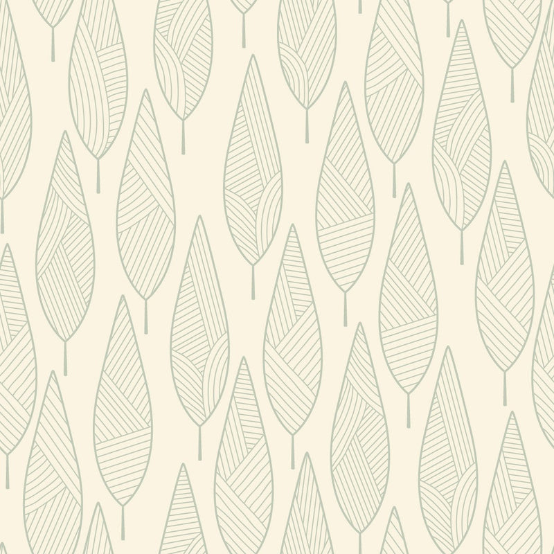 Beige Wallpaper with Leaves Pattern