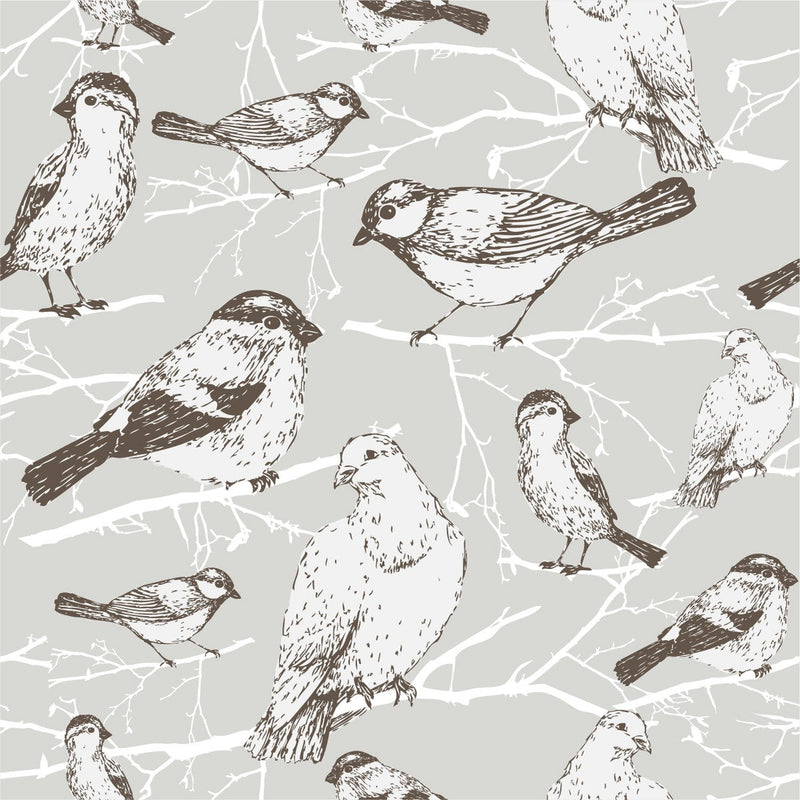 Birds on Grey Wallpaper