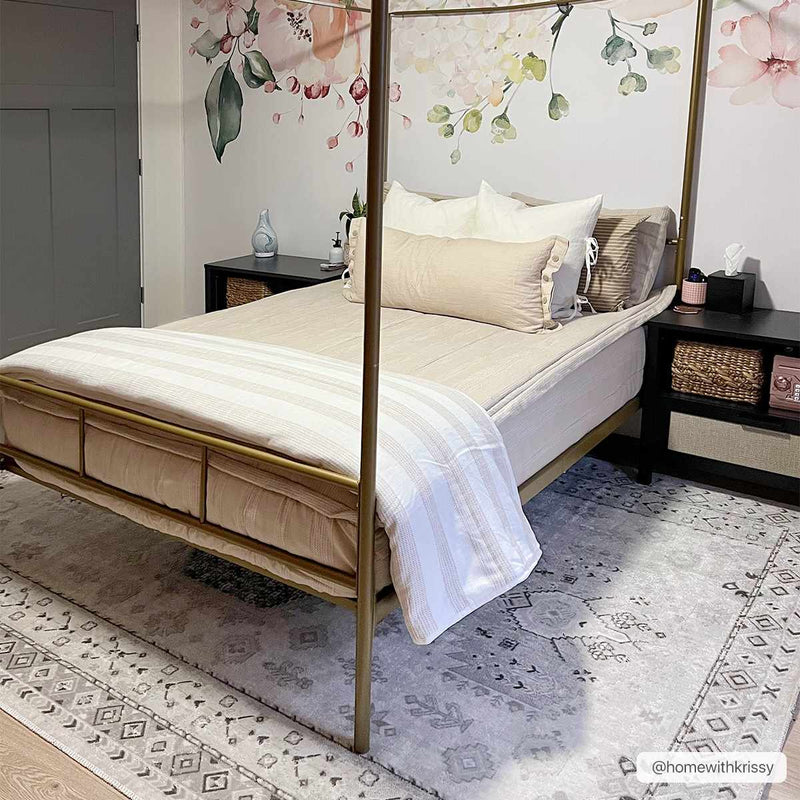Cain Cream Washable Area Rug