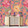 Contemporary Orange Floral Contemporary Wallpaper