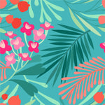 Brightly Flowers and Leaves Pattern Wallpaper
