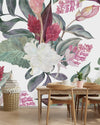 Contemporary Modern White Wallpaper with Flowers