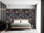Dark Wallpaper with Berries and Leaves